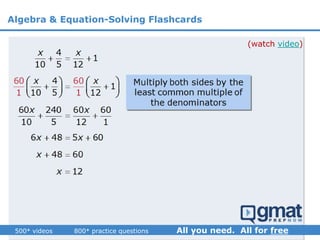 (watch video)
Algebra & Equation-Solving Flashcards
 
