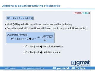 (watch video)
Algebra & Equation-Solving Flashcards
 