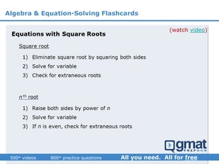 (watch video)
Algebra & Equation-Solving Flashcards
 