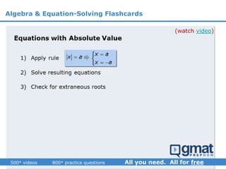 (watch video)
Algebra & Equation-Solving Flashcards
 