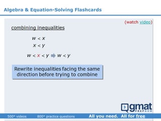 (watch video)
Algebra & Equation-Solving Flashcards
 