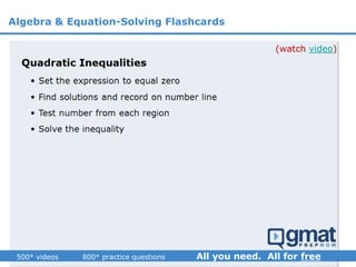 (watch video)
Algebra & Equation-Solving Flashcards
 