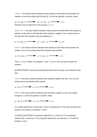 Gmat quant topic 3 (inequalities + absolute value) solutions | DOC