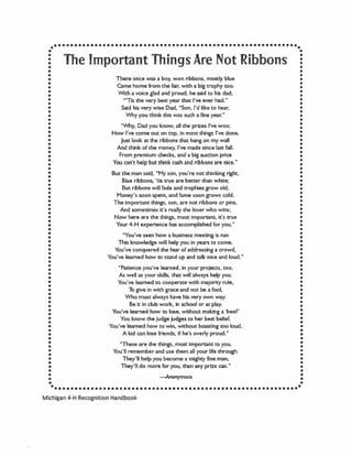 "The Important Things Are Not Ribbons"
