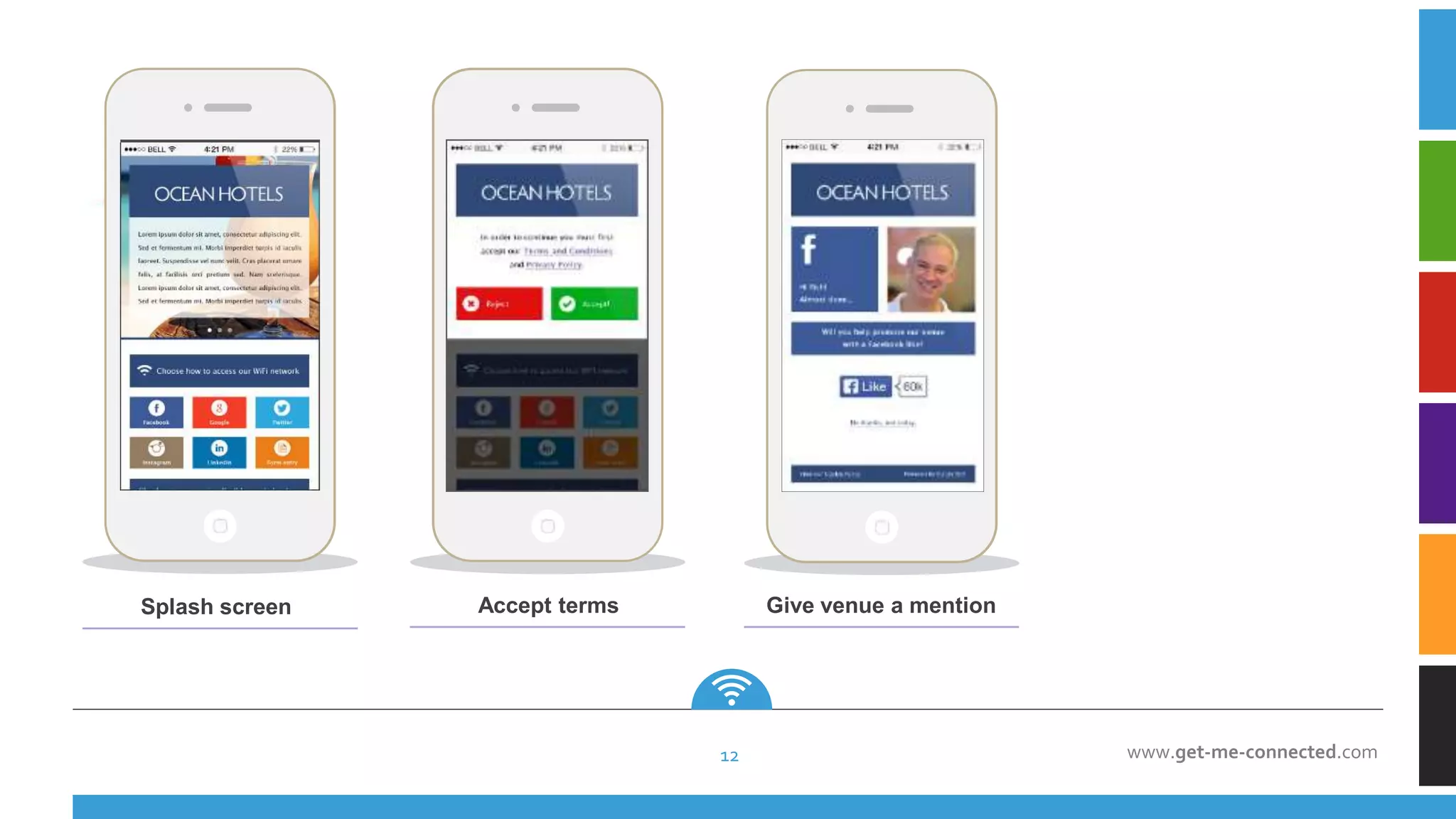 www.get-me-connected.com
Splash screen
12
Accept terms Give venue a mention
 