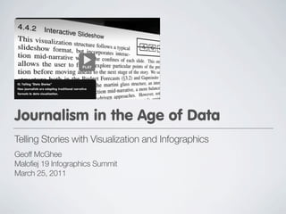 Journalism in the Age of Data
Telling Stories with Visualization and Infographics
Geoff McGhee
Malofiej 19 Infographics Summit
March 25, 2011
 