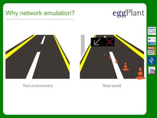 Why network emulation?
Test environment Real world
 