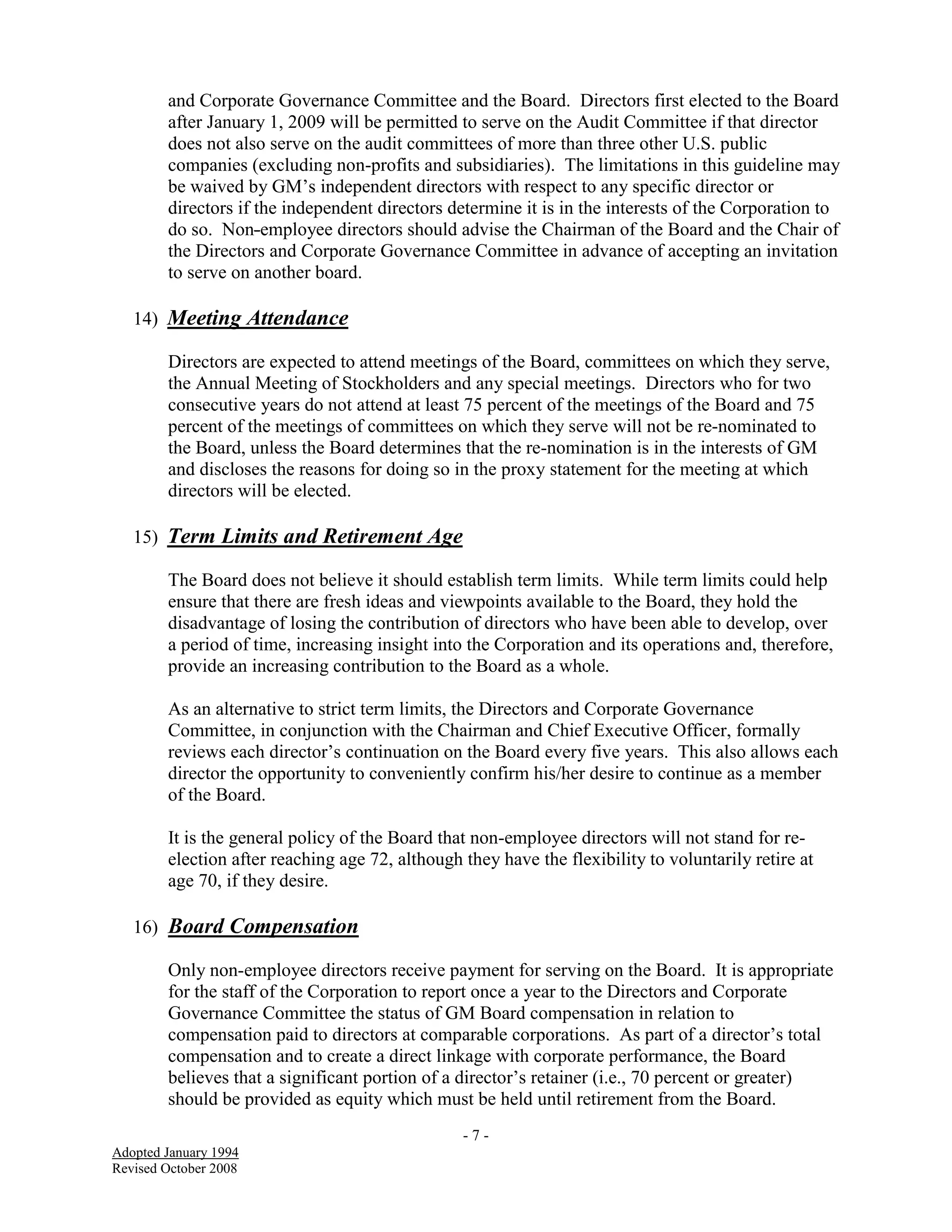 Gmc Policy Chart.pdf GM_Corporate Governance_Corporate Governance Guidelines | PDF