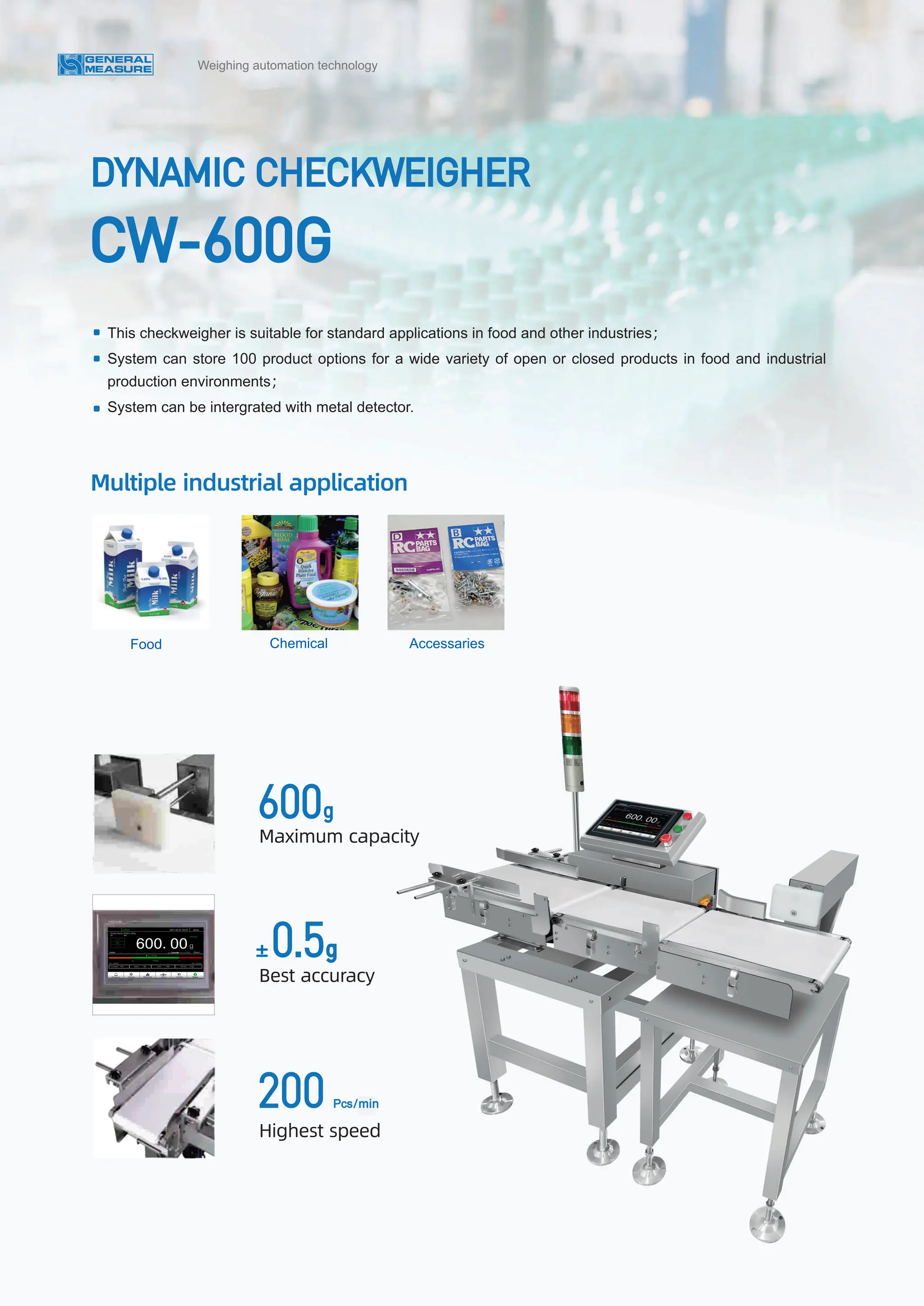 GM CW-6K Dynamic Checkweigher with Metal Detector