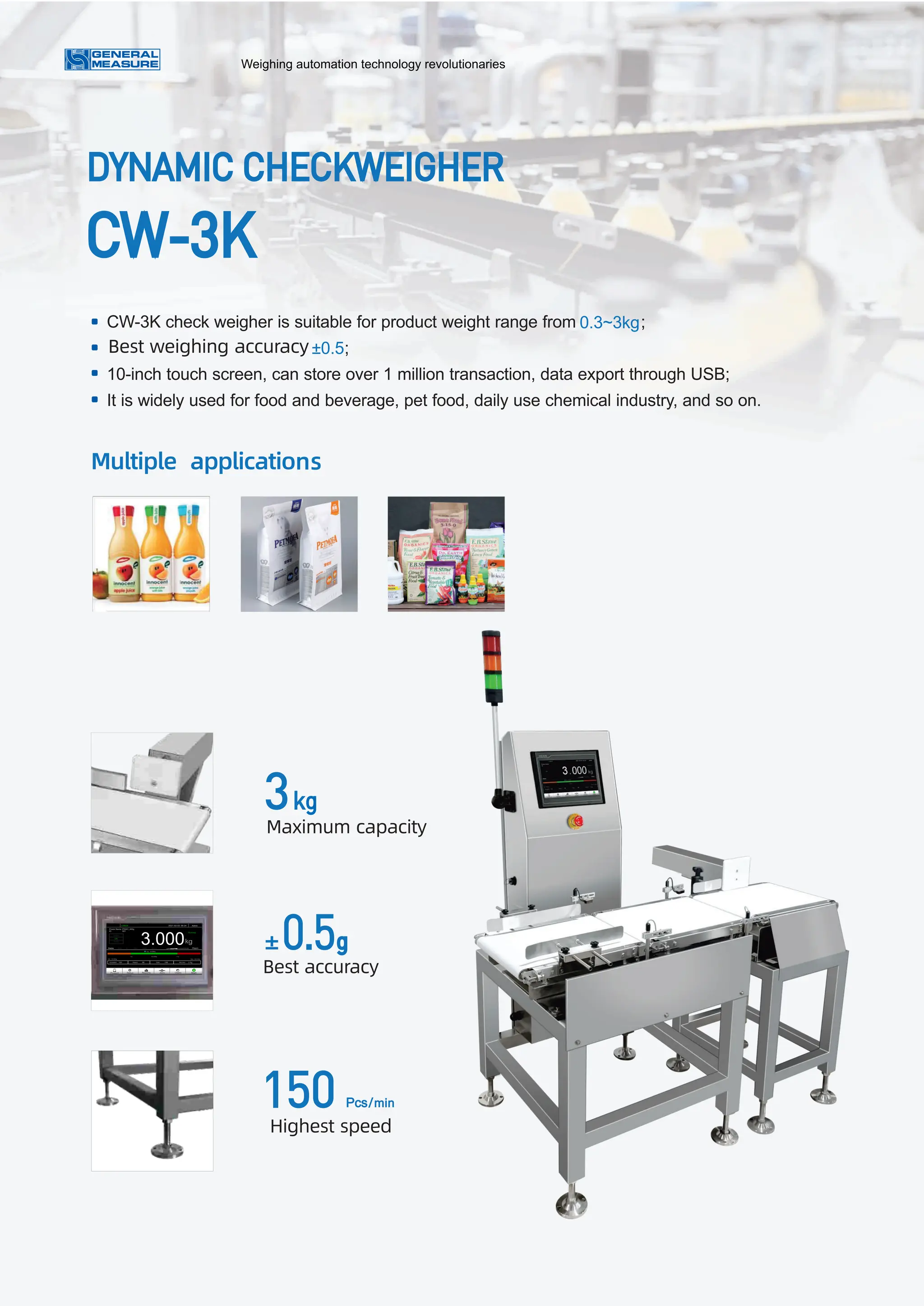 GM CW-6K Dynamic Checkweigher with Metal Detector