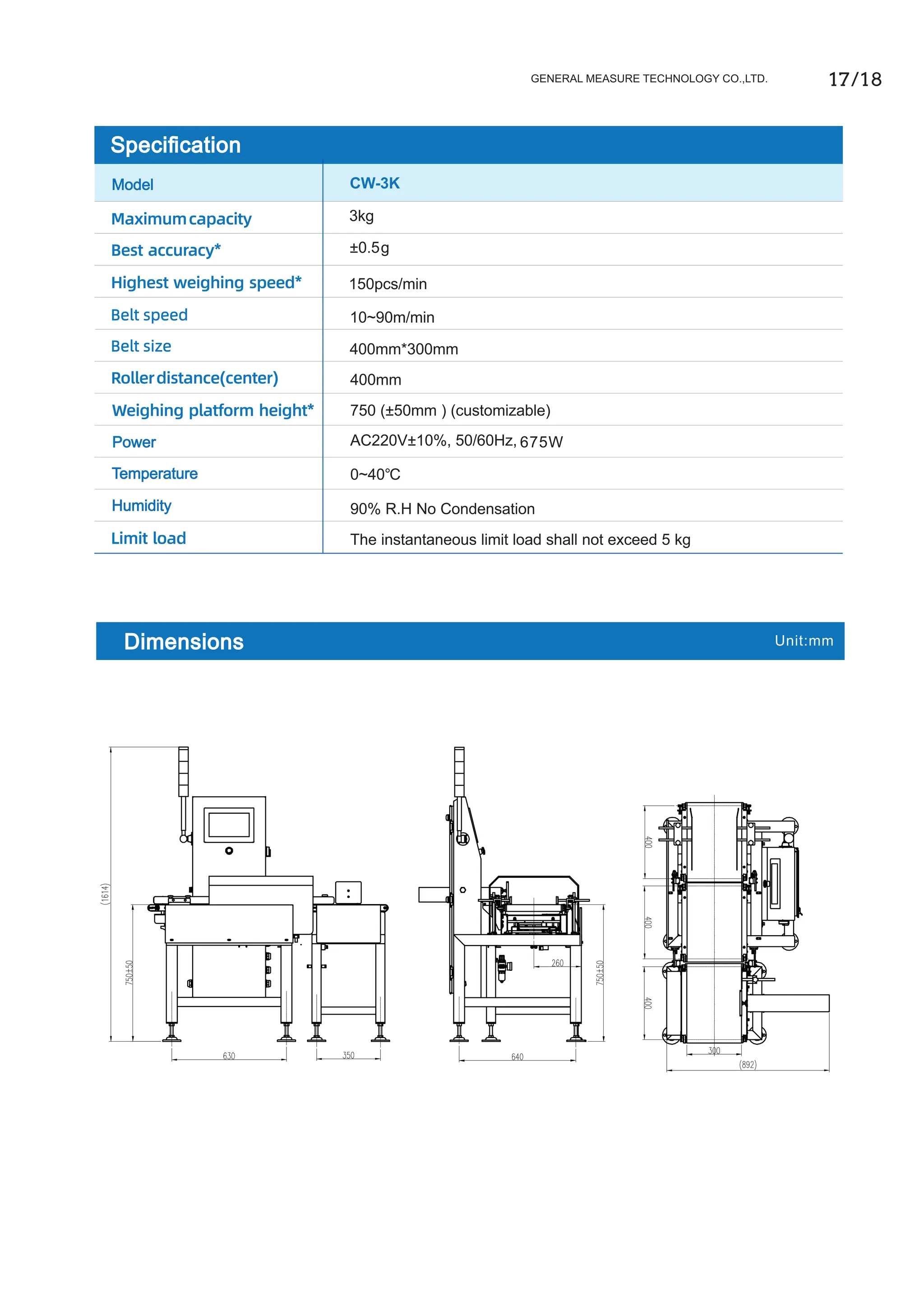 GM CW-6K Dynamic Checkweigher with Metal Detector