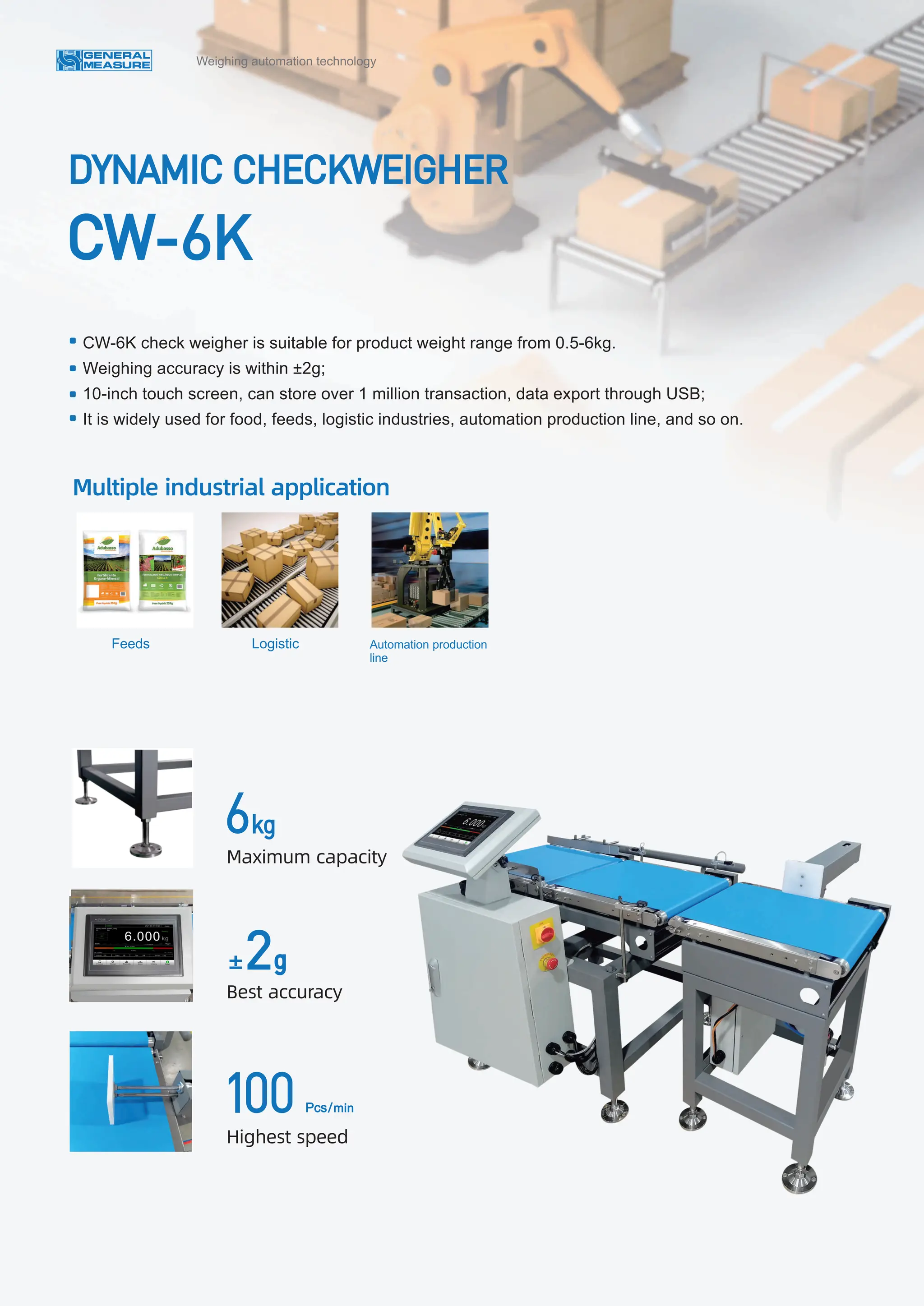 GM CW-6K Dynamic Checkweigher with Metal Detector