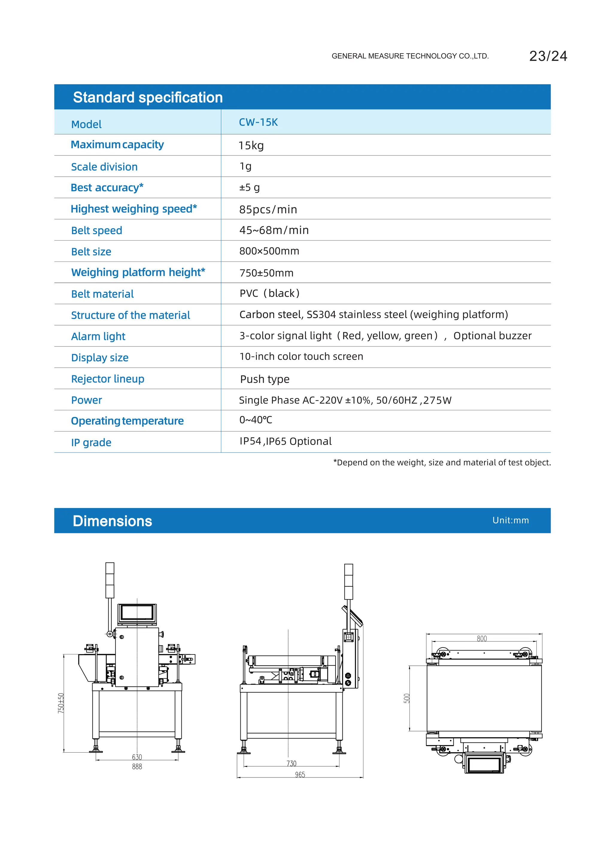 GM CW-6K Dynamic Checkweigher with Metal Detector