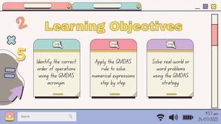 Problem Solving In Math Using Gmdas GMDAS Math Presentation in Pink Blue Yellow and Purple Cute Window ...