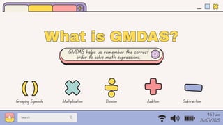 Problem Solving In Math Using Gmdas GMDAS Math Presentation in Pink Blue Yellow and Purple Cute Window ...