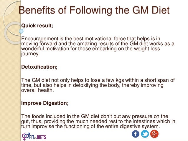 Gm Diet Weight Loss Chart
