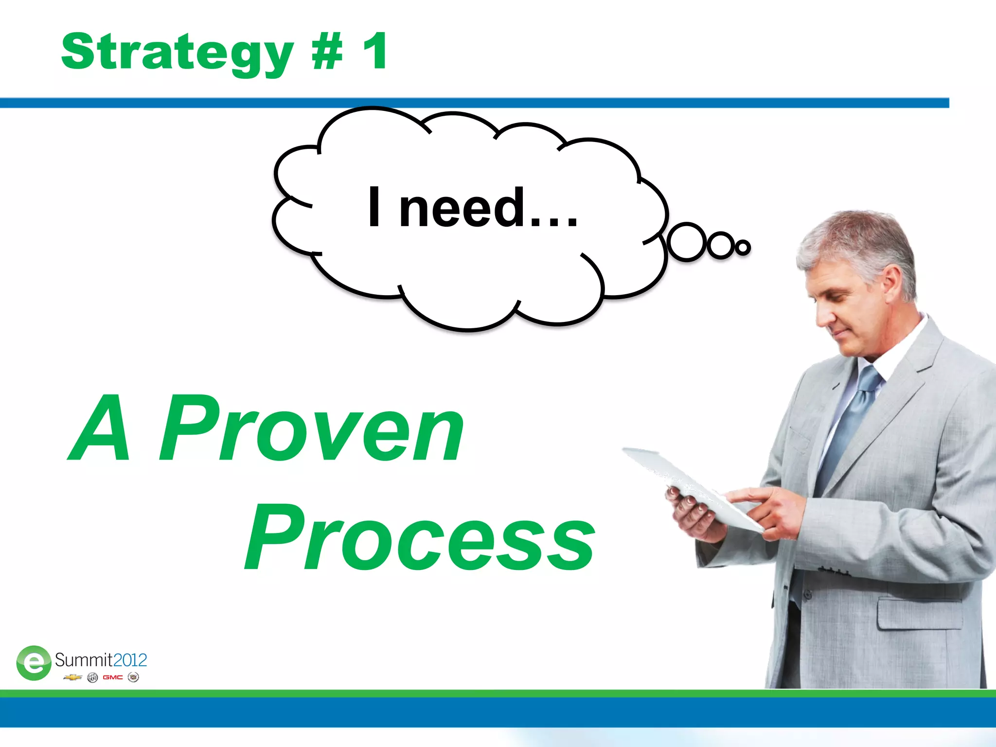 Strategy # 1


           I need…



A Proven
    Process
 