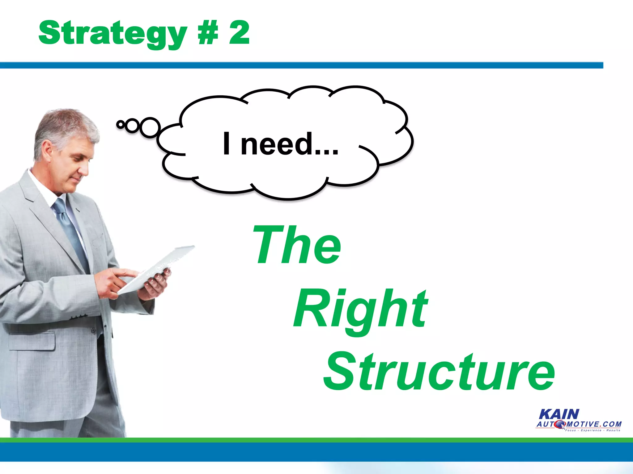 Strategy # 2


          I need...


           The
            Right
             Structure
 