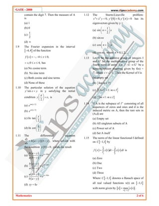 GATE Mathematics Paper-2000 | PDF