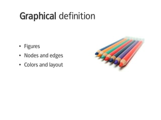 Graphical definition

●   Figures
●   Nodes and edges
●   Colors and layout
 