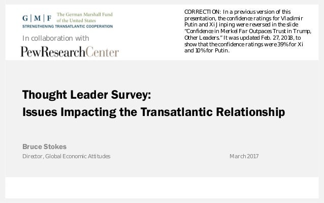 Thought Leader Survey:
Issues Impacting the Transatlantic Relationship
Bruce Stokes
In collaboration with
Director, Global...