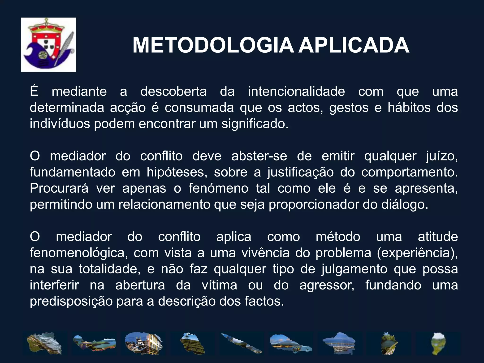 OBJECTIVOS OPERACIONAISPromover o diálogo com os alunos - vitimas e agressores, com ordem ao entendimento entre as partes envolvidas, promovendo a consciência dos actos praticados e o assumir da responsabilidade pelas consequências desses mesmos actos.Vigiar e aferir a evolução que as vítimas e os agressores dos casos moderados fazem no processo de reabilitação das relações.