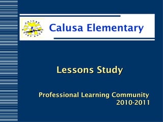 Calusa Elementary Lessons Study Professional Learning Community   2010-2011 