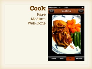 Cook
     Rare
 Medium
Well-Done
 