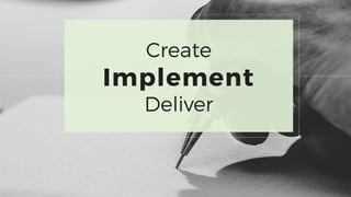 Create
Implement
Deliver
 