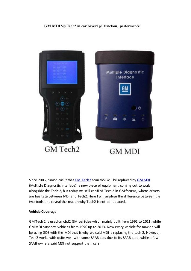 gm mdi vs gm tech2 scanner