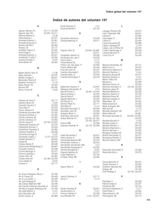 Índice global del volumen 147


                                     Índice de autores del volumen 147
                       A                      Durán-Briones G                        (1):5                      L
                                              Durante-Montiel I                   (2):152
Aguilar Salinas CA         (2):111, (5):394                                                  Lárraga Piñones GN               (4):372
Aguirre Gas HG             (3):250, (5):411                         E                        León Takahashi AM                (6):551
Albores Medina A                     (1):38                                                  Letona R                         (5):394
Alfaro-Ramos L                      (5):377   Escalante Herrera A                 (3):226    Levy-Algazi S                    (6):455
Alvarado-Cabrero I                  (4):361   Estrada-Martínez S                  (4):311    Lifshitz A                       (5):404
Alvarado-Esquivel C                 (4):311                                                  López-Cervantes M                (6):469
Álvarez-del Río F                   (6):482                         F                        López-Lizárraga EP                (1):70
Álvarez JA                          (2):117                                                  López y de la Peña XA            (3):279
Aradillas García C                  (4):297   Fajardo Dolci G           (3):244, (3):266,    Lozano Samaniego A               (5):429
Ares-Parga R                        (6):475                                       (5):411    Lozano-Sánchez R                 (2):152
Arrazola-Guerrero J                 (6):541   Fanghänel Salmón G                  (3):226    Luna-Cruz IE                     (5):424
Arredondo Trujillo F                (4):350   Fernández-de Lara Y                 (4):333
Austria-Corrales F                   (2):97   Fierro-Arias L                       (1):17                       M
Ávila-Morán M                       (4):325   Flores-Ramos M                       (1):33
                                              Fortoul van der Goes TI             (5):385    Macías Hernández AE               (2):117
                       B                      Franco-Molina MA                    (5):424    Majluf-Cruz A                     (4):325
                                              Frías-de León M                     (5):377    Mancheno-Valencia A               (6):541
Balam Muñoz Soto R                  (1):38    Fuentes-Ahumada C                   (3):270    Mancilla Ramírez J                 (1):51
Baley Spindel I                    (3):275    Fuentes-Allen JL                    (4):325    Manjarrez-Zavala M                (5):377
Beltrán Ortega A                   (6):551    Fuentes-Domínguez F                 (3):219    Mansilla Olivares A                (1):51
Bermúdez Rocha R                   (2):111                                                   Martín Téllez KS                  (3):275
Bolaños-Jiménez R                   (1):70                          G                        Martínez L                        (5):394
Borja Aburto VH                    (4):303                                                   Martínez-Franco AI                (3):234
Bourlon MT                         (6):545    Gabilondo Navarro F                 (5):407    Martínez-González A      (2):152, (3):234
Bucio Torres M                      (1):63    Gallegos Hernández JF                  (1):5   Martínez-López M                  (6):526
                                              García Procel E            (5):401, (5):444    Martínez-Martínez L               (6):526
                                              García-Chávez J                     (4):325    Martínez Palomo A                 (3):193
                       C                      García-Peña C                       (6):504    Martínez-Rivera M                 (5):377
                                              Gaytán-Martínez J                   (4):325    Martínez-Valadez E                (5):377
Cabeza de Vaca F                   (2):117    Gil-Alarcón G                       (3):195    Mata-Marín JA                     (4):325
Cabrera Bravo M                     (1):63    Gómez Pérez FJ                      (2):111    Mateos-García E                   (4):325
Campillo Serrano C                 (3):256    González B                           (1):12    Mejia Aranguré JM                 (4):303
Cano-Ríos P                        (3):270    González-González C                 (6):504    Mercado M                          (1):12
Canún Serrano S                    (3):209    González León M                     (4):303    Miranda Garduño LM                (2):111
Cárdenas-Escudero MA               (2):163    Grajales Muñiz C                    (4):303    Mohs-Alfaro M                     (4):361
Carrasco-Choque A                  (4):333    Granados García M                   (6):551    Moncada González B      (3):270, (4):297,
Carrillo Córdova JR                (4):355    Graue Wiechers E          (2):125, (2):126,                                      (4):372
Carrillo Córdova LD                (4):355                               (2):152, (6):517    Morales-Briceño H                  (1):22
Carrillo Esper R          (2):159, (4):355    Guerra MM                           (5):394    Morales-López S                   (2):152
Castanedo-Cázares JP               (3):270    Guevara Guzmán R           (2):137, (5):385    Morales-Romero J                  (3):219
Castañeda Borrayo Y                (4):350                                                   Moreno-Altamirano L               (3):234
Castañeda Figueiras S              (5):385                          H                        Muciño Bermejo J                  (4):355
Cazares-Arellano JL                (6):526                                                   Munguía Canales DA                (4):342
Cervantes-Arriaga A                 (1):22    Hajar-Serviansky T                  (6):541    Muñoz-Hernández B                 (5):377
Cervantes Castro J         (1):74, (3):275    Hamui-Sutton A                      (5):385    Murayama-Rendón C                 (6):497
Chablé Montero F                   (6):545    Hernández-Barrera NR                (3):270    Muruchi-Garrón GW                 (2):163
Chapa M                            (6):545    Hernández Calleros J                (6):545
Chávez-Barba Ó                     (6):526    Hernández-Hernández DM                 (1):5                      N
Chertorivski-Woldenberg S          (6):487    Hernández-Rodríguez H               (4):297
Chiquete Anaya E                   (3):226    Herrera-Kiengelher L                 (2):97    Navarrete Hernández E            (3):209
Corcho-Berdugo A                   (5):377    Higuera-Iglesias AL                 (5):377    Navarrete-Solís J                (3):270
Cosme-Labarthe J                   (4):333    Hugo Reynoso V                      (3):195
Cossío Díaz JR                     (4):365    Hurtado Pérez MP                    (4):350                       O
Criales-Vera SA           (2):169, (5):429
Cruz-Valdés B                       (2):97                          I                        Ochoa-Sánchez P                  (6):541
Cuevas A                           (2):117                                                   Olvera Sumano V                  (5):394
                                              Ibarra Pérez C                      (4):342    Ordóñez Sánchez ML               (5):394
                       D                                                                     Ortega JM                        (2):104
                                                                    J                        Ortiz-Hidalgo C         (2):163, (5):437
de Jesús Villalobos Pérez J        (2):180
de la Fuente JR                    (6):449    Jazmín Ramírez A                    (2):117                       P
de la Luz Castro J                 (3):226    Jervis P                             (1):12
de León-Bojorge B                  (2):163                                                   Pachajoa H                       (6):538
del Campo Martínez NM              (3):246                          K                        Palma-Cortés G                   (5):377
del Carmen Palacios-Saucedo G      (5):424                                                   Pamplona MC                      (2):104
del Rocío Iñiguez-Rodríguez M      (2):169    Káram-Orantes M                     (6):541    Peniche-Castellanos A             (1):17
del Valle Muñoz A                   (1):51    Kershenobich D                       (1):51    Peña Pérez C                     (4):355
Díaz-González JM                    (1):17    Kimura Fujikami Y                   (5):429    Pérez-Navarro LM                 (3):219
Durán Arenas JL                    (6):469    Kuri-Morales PA             (1):51, (6):451    Piña-Aguilar RE                  (2):172
                                                                                                                                         111
 