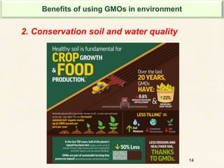 14
2. Conservation soil and water quality
Benefits of using GMOs in environment
 