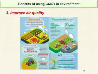 16
3. Improve air quality
Benefits of using GMOs in environment
 