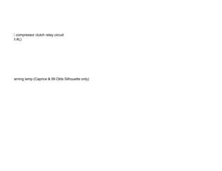 uit, or A/C compressor clutch relay circuit
a/Monte 3.4L)
oil level warning lamp (Caprice & 99 Olds Silhouette only)
 