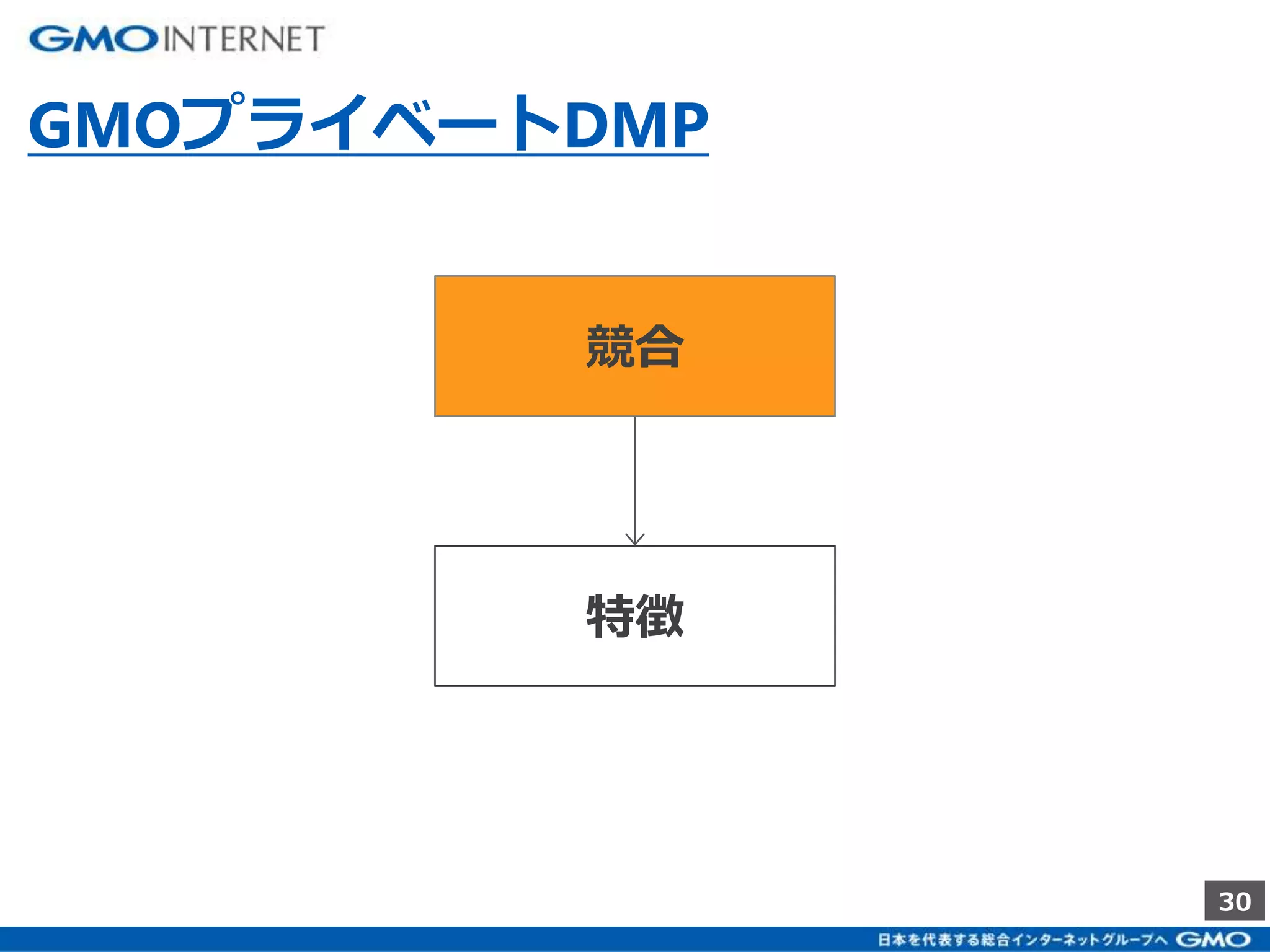 30 
GMOプライベートDMP 
競合 
特徴 
 