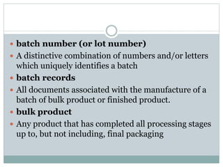 Batch Number Guide GMP good manufacturing practice) | PPTX