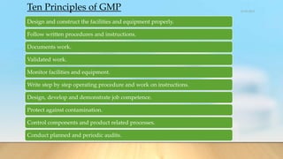 Key Gmp Principles Good Manufacturing Practices | PPTX