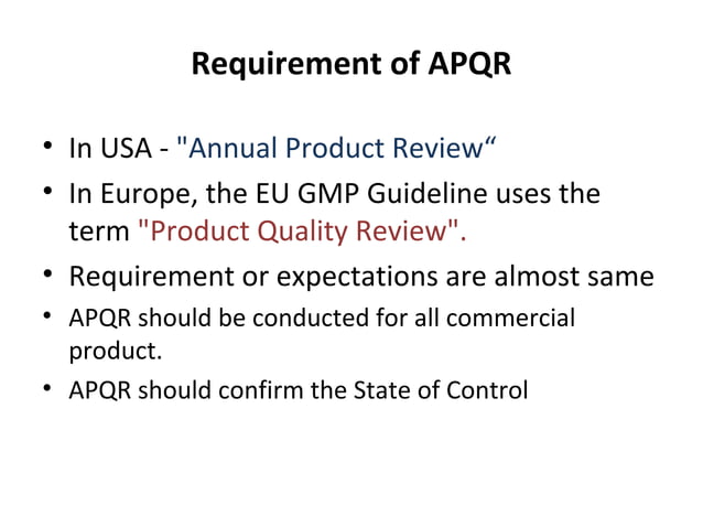 GMP- APQR training | PPT | Recalls | Consumer Issues