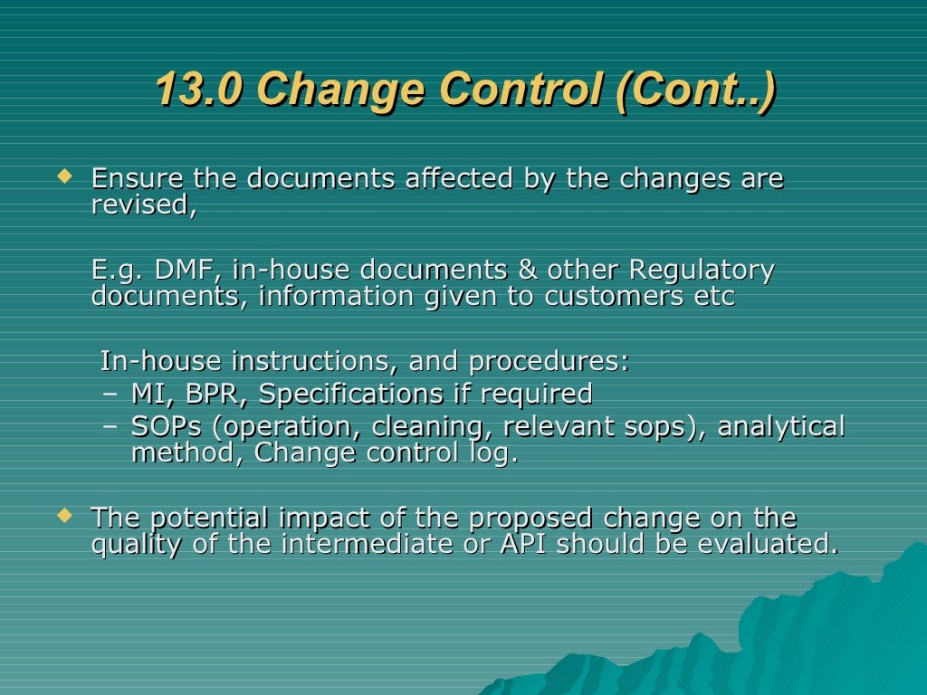 Gmp change control by amsavel