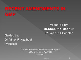Gmp Amendment Recent amendments in GMP | PPTX
