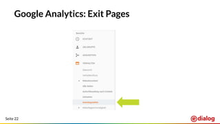 Seite 22
Google Analytics: Exit Pages
 