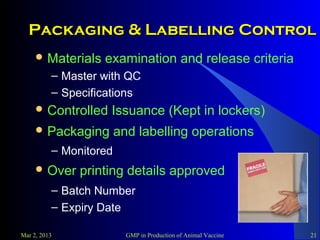 GMP in Production of Animal Vaccine | PPT