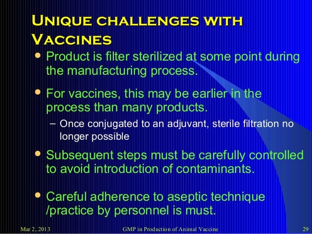 GMP in Production of Animal Vaccine