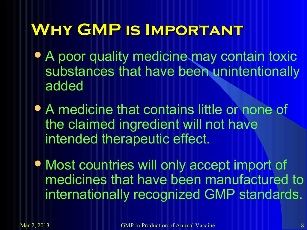 GMP in Production of Animal Vaccine