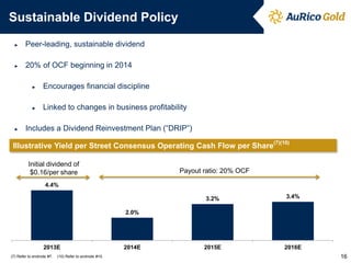 Sustainable Dividend Policy
►

Peer-leading, sustainable dividend

►

20% of OCF beginning in 2014
►

►

►

Encourages financial discipline
Linked to changes in business profitability

Includes a Dividend Reinvestment Plan (“DRIP”)

Illustrative Yield per Street Consensus Operating Cash Flow per Share
Initial dividend of
$0.16/per share

(7)(10)

Payout ratio: 20% OCF

4.4%
3.2%

3.4%

2015E

2016E

2.0%

2013E
(7) Refer to endnote #7.

(10) Refer to endnote #10.

2014E

16

 