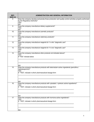 GMP Audit Questionnaire for starting material and API | PDF