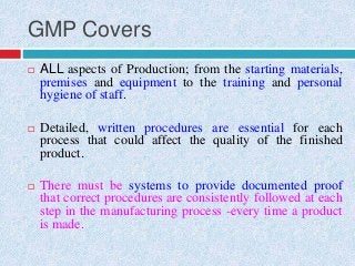 Good Manufacturing Practices by RK Vidyarthi | PPTX