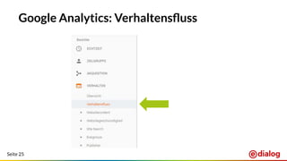 Seite 25
Google Analytics: Verhaltensﬂuss
 