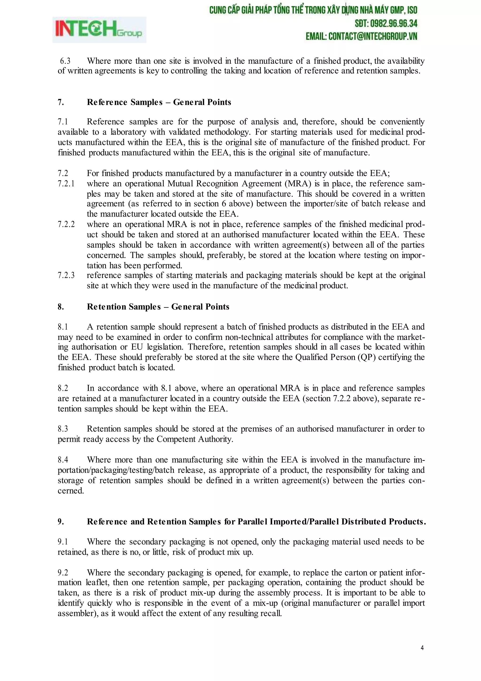Phụ lục 19 tiêu chuẩn GMP EU về lưu mẫu tham khảo | DOCX