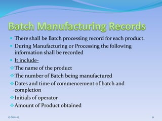 Gmp (good manufacturing practices) | PPTX